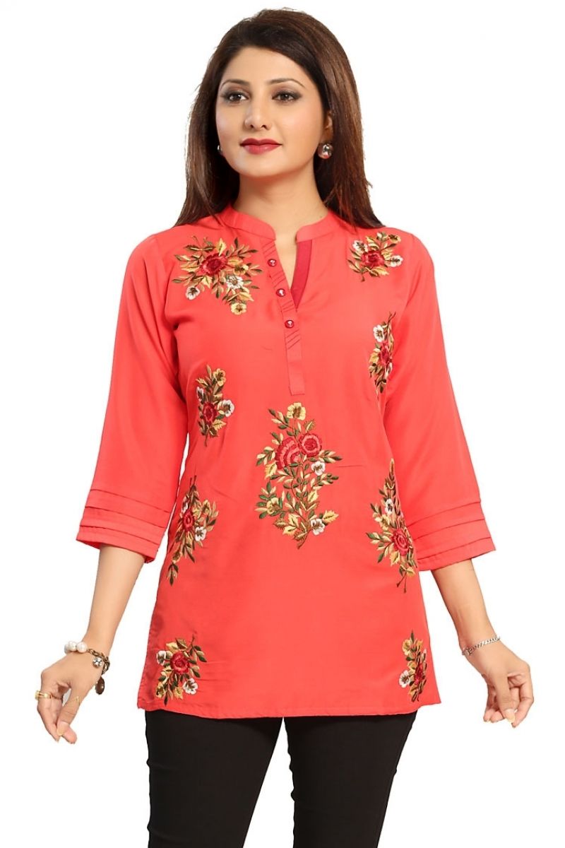 Gorgeous Harlequin Embroidered Ladies Short Tunic Top