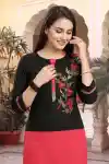 Pristine party Wear Black Designer Tunic with Threadwork - BD-366