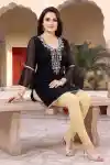 Charming Robe Black Women Kurti with Handwork - AD-41