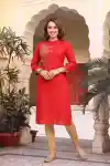 Dazzling Red Designer Tunic with Gold Beadwork for Special Occasions - MD-205