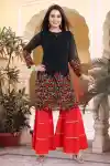 Black Pakistani Style Embroidered Short Kurti For Women - AN-08