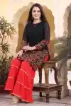 Black Pakistani Style Embroidered Short Kurti For Women - AN-08