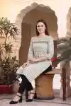 Beige Cotton Checks Designer Pattern With Embroidery - BD-427