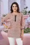 Pretty Pastel Cheeku Rayon Round Neck Short Kurti Tunic Top - DK-S-14
