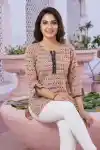 Pretty Pastel Cheeku Rayon Round Neck Short Kurti Tunic Top - DK-S-14