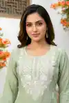 Elegant Pista Rayon Short Kurti with Chikankari Embroidery - CK-S-128