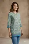 Elegant V Neck Jaipuri Printed Cotton Short Kurti for Women - CP-S-69
