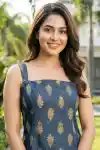 Elegant Blue Denim Ethnic Short Kurti Top for Women - DN-R-03