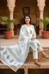 Pure Cotton Hand Block Print 3 Piece Suit Set with Dupatta for Women - DG-06-GR
