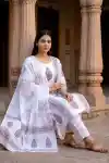 Premium Cotton Hand Block Print 3 Piece Suit Set with Dupatta for Women - DG-06-PR