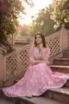 Rosy Radiance Pure Cotton Jaipuri Print Long Anarkali Kurti for Women - DK-1053
