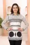 Modern Monochrome Modal Silk Full Sleeve Shirt Style Womens Tunic - DM-11