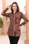 Premium Coffee Brown Modal Silk Shirt Style Tunic for Everyday Wear - DM-12