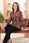 Premium Coffee Brown Modal Silk Shirt Style Tunic for Everyday Wear - DM-12