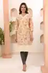 Yellow Chikankari Embroidered Printed Kurti for Women with Soft Lining - CK-132-YL
