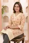 Yellow Chikankari Embroidered Printed Kurti for Women with Soft Lining - CK-132-YL