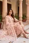 Pretty Witty Peach Pure Cotton Floral Printed Kurti Pant Dupatta Set - DG-1326-PE