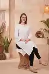 Classic White Long Kurti with Intricate Chikankari Embroidery - CK-124-WT