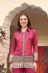 Radiant Hot Pink Bandhani Print Shirt Style Kurti Top with Circular Motifs and Ornamental Border - DM-31-PK